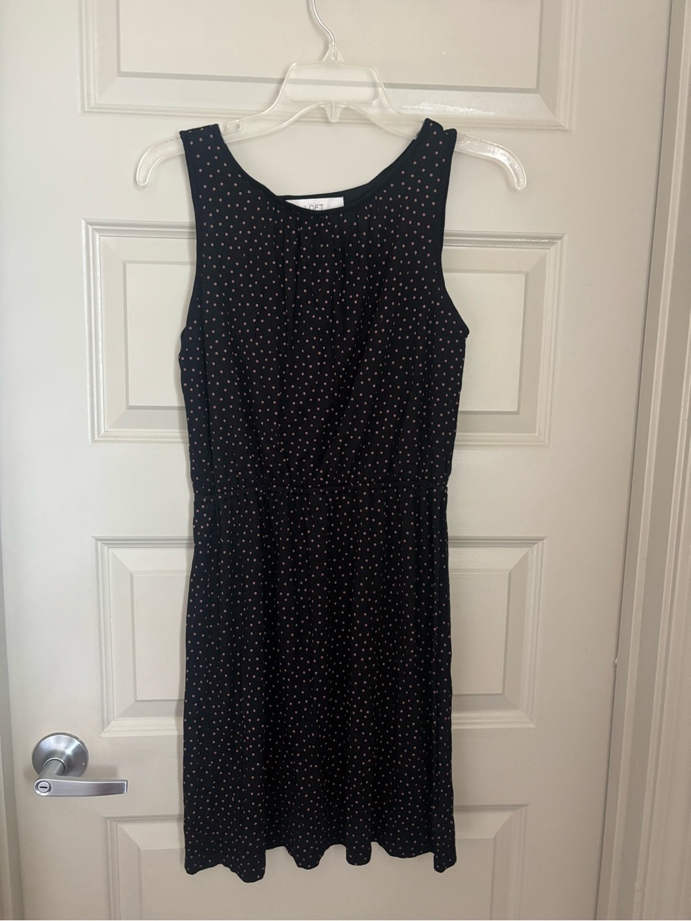 LOFT Black Dress with Pink Polka Dots